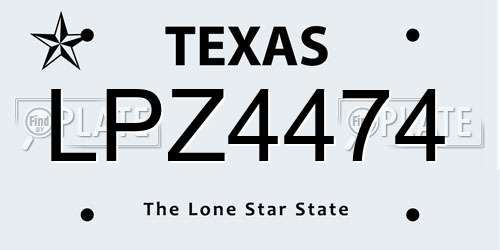 LPZ4474 Texas License Plate