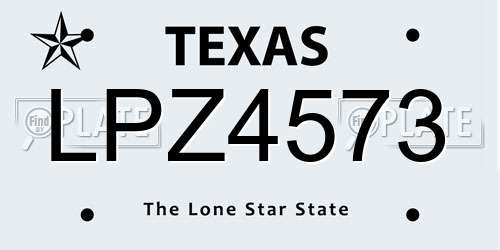 LPZ4573 Texas License Plate