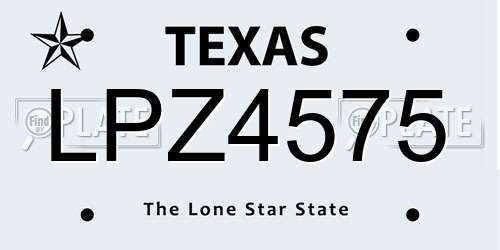 LPZ4575 Texas License Plate