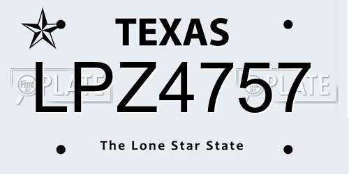 LPZ4757 Texas License Plate