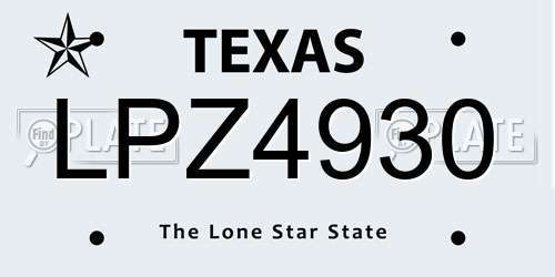 LPZ4930 Texas License Plate