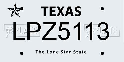 LPZ5113 Texas License Plate
