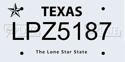 LPZ5187 Texas License Plate