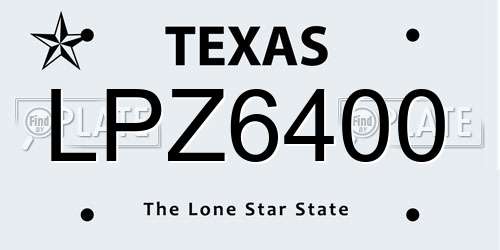 LPZ6400 Texas License Plate