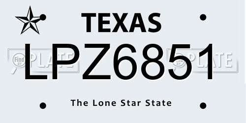 LPZ6851 Texas License Plate