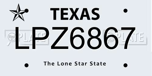 LPZ6867 Texas License Plate
