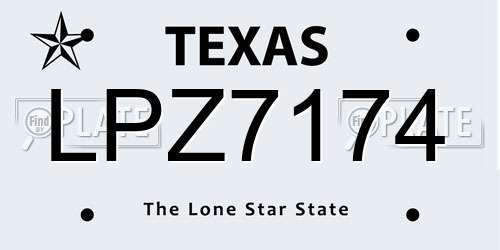 LPZ7174 Texas License Plate