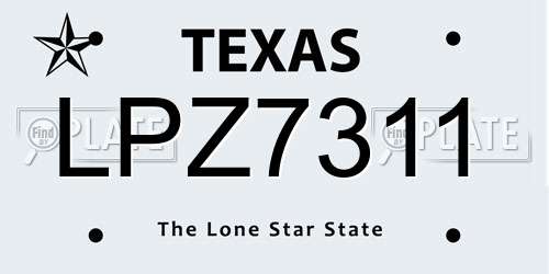 LPZ7311 Texas License Plate