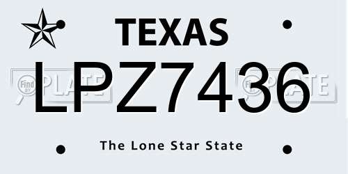 LPZ7436 Texas License Plate