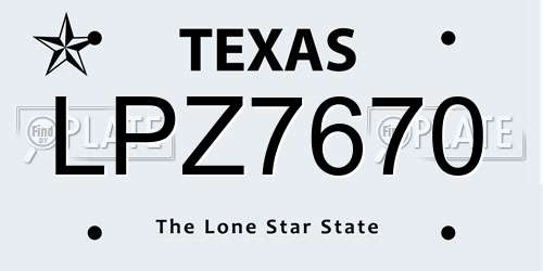 LPZ7670 Texas License Plate
