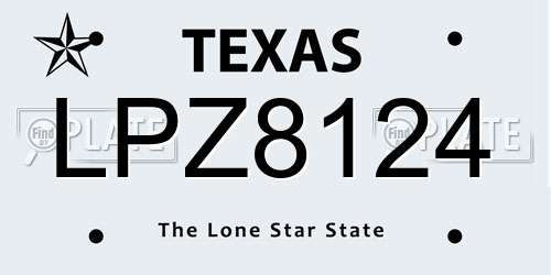 LPZ8124 Texas License Plate