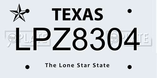 LPZ8304 Texas License Plate