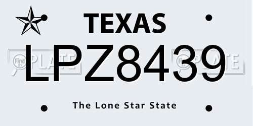 LPZ8439 Texas License Plate