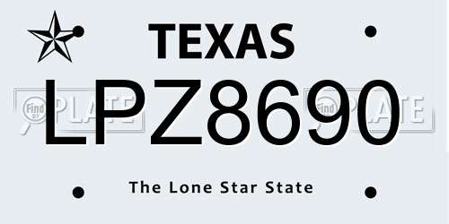 LPZ8690 Texas License Plate