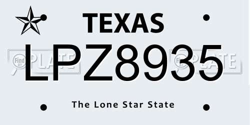 LPZ8935 Texas License Plate