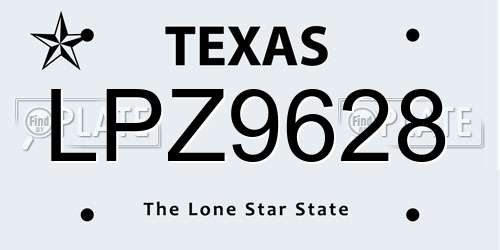 LPZ9628 Texas License Plate