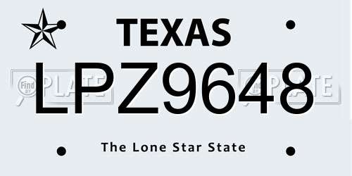 LPZ9648 Texas License Plate