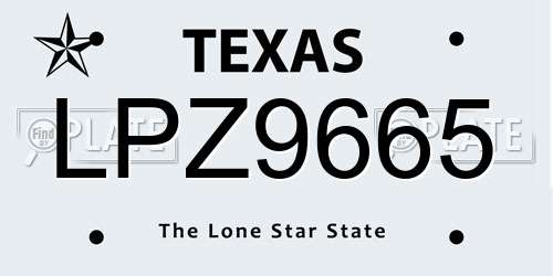 LPZ9665 Texas License Plate