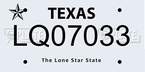 LQ07033 Texas License Plate