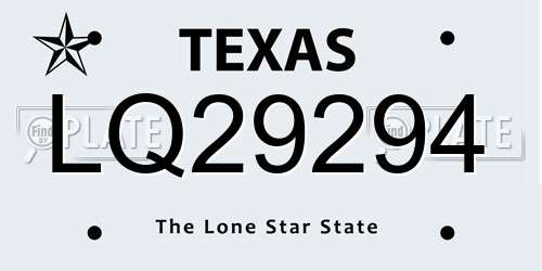 LQ29294 Texas License Plate