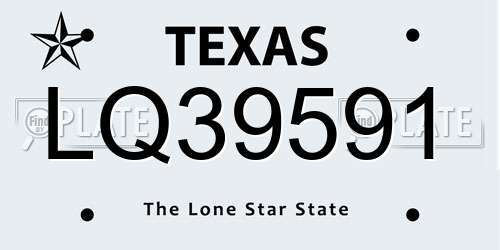 LQ39591 Texas License Plate
