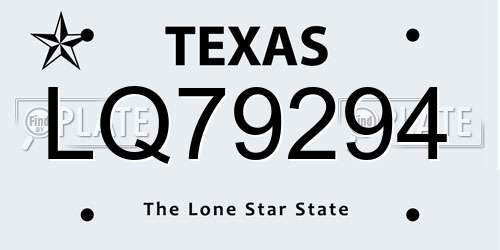 LQ79294 Texas License Plate