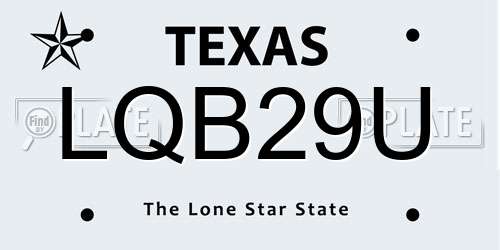 LQB29U Texas License Plate