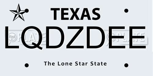 LQDZDEE Texas License Plate
