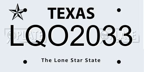 LQO2033 Texas License Plate