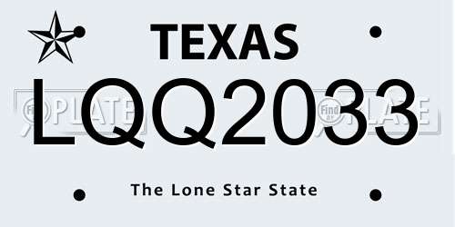 LQQ2033 Texas License Plate