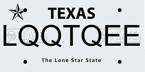 LQQTQEE Texas License Plate