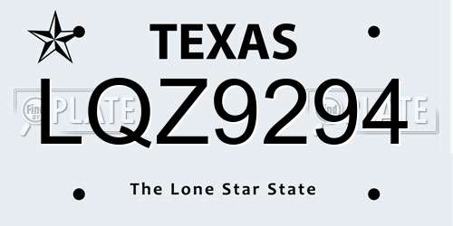 LQZ9294 Texas License Plate