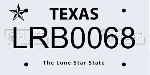 LRB0068 Texas License Plate