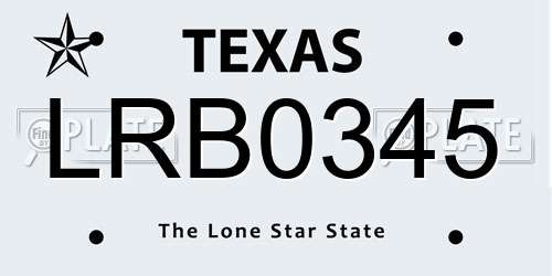 LRB0345 Texas License Plate