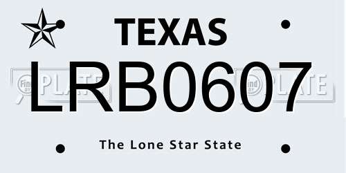 LRB0607 Texas License Plate
