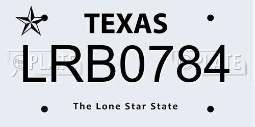 LRB0784 Texas License Plate