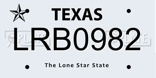 LRB0982 Texas License Plate