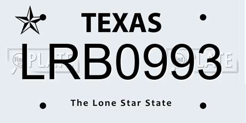 LRB0993 Texas License Plate