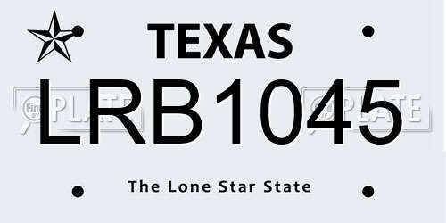 LRB1045 Texas License Plate