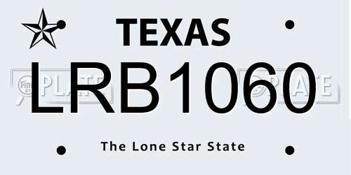 LRB1060 Texas License Plate