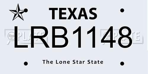 LRB1148 Texas License Plate