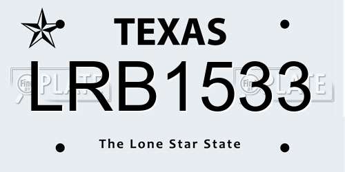 LRB1533 Texas License Plate