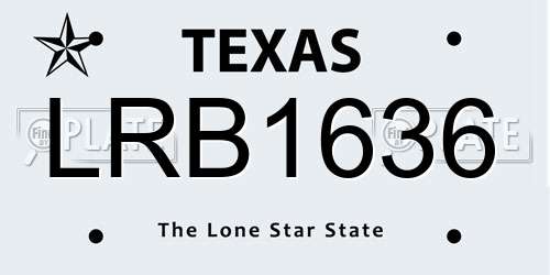 LRB1636 Texas License Plate