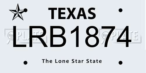 LRB1874 Texas License Plate
