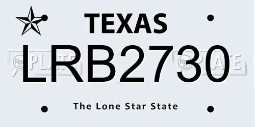 LRB2730 Texas License Plate