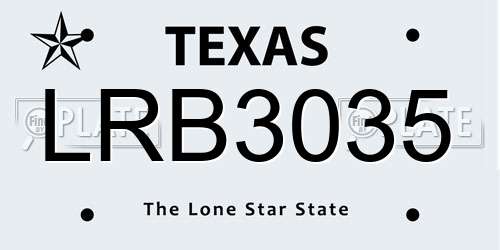 LRB3035 Texas License Plate