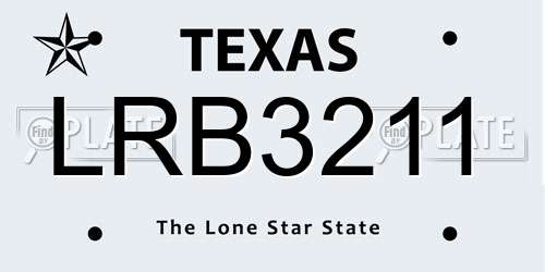 LRB3211 Texas License Plate