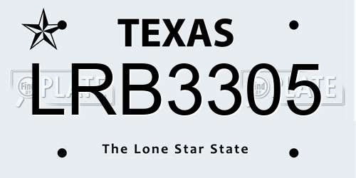 LRB3305 Texas License Plate
