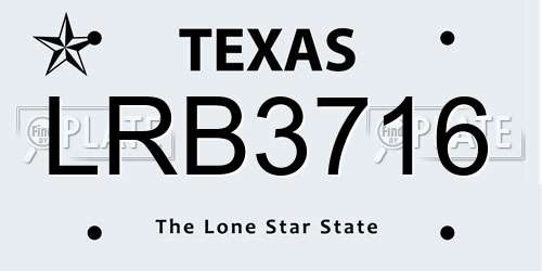 LRB3716 Texas License Plate