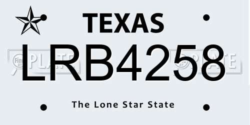 LRB4258 Texas License Plate